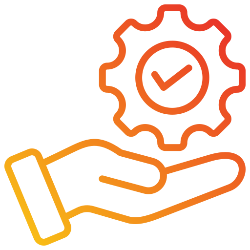 Illustration of a robot with a gear for an eye, holding a wrench and a screwdriver.