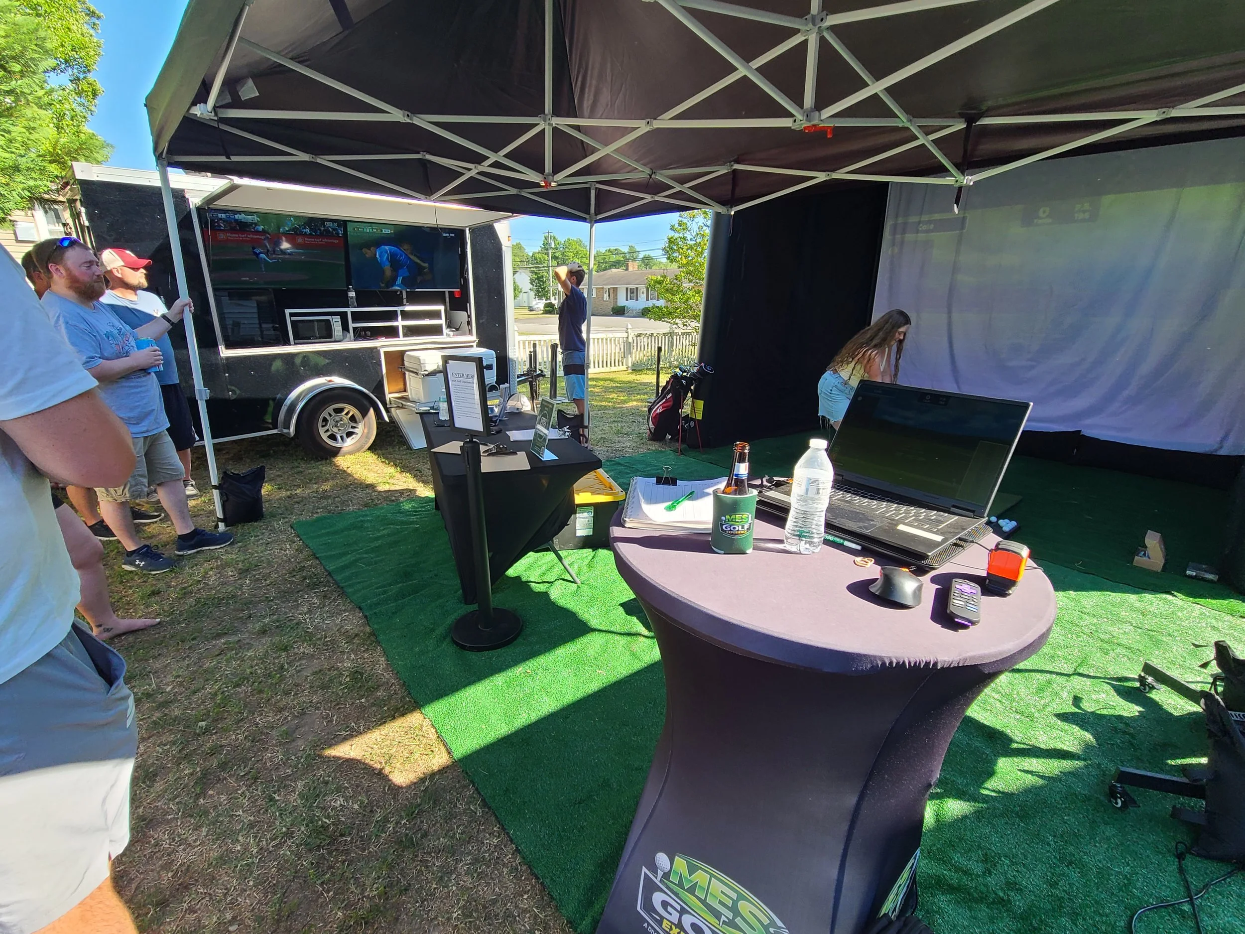 MES Golf Experience Mobile Golf Simulator Set-up at a Golf themed Birthday Party