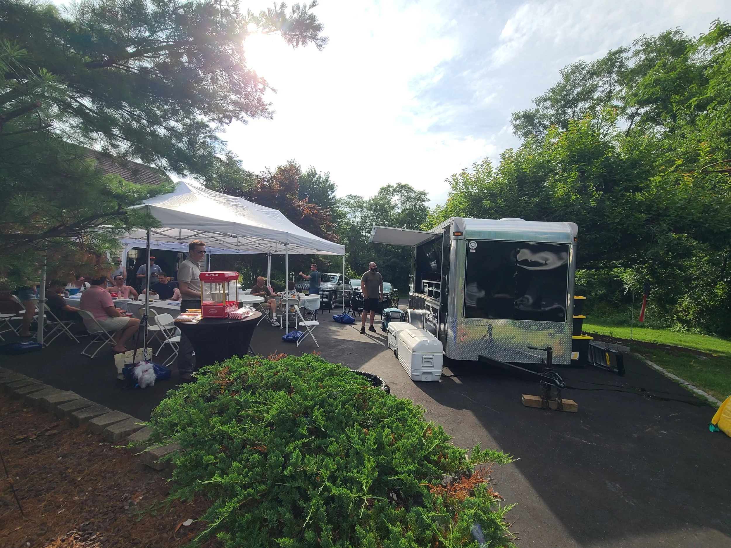 MES Golf Experience Mobile Golf Simulator and Event Trailer Set-up for a FIFA Watch Party & Birthday Party