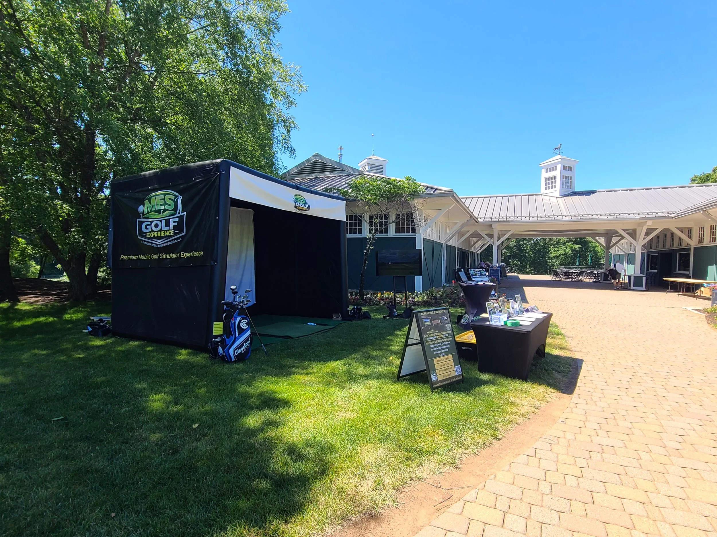MES Golf Experience Mobile Golf Simulator Set-up at Charleston Springs Golf Course for  the Roselli Cancer Benefit