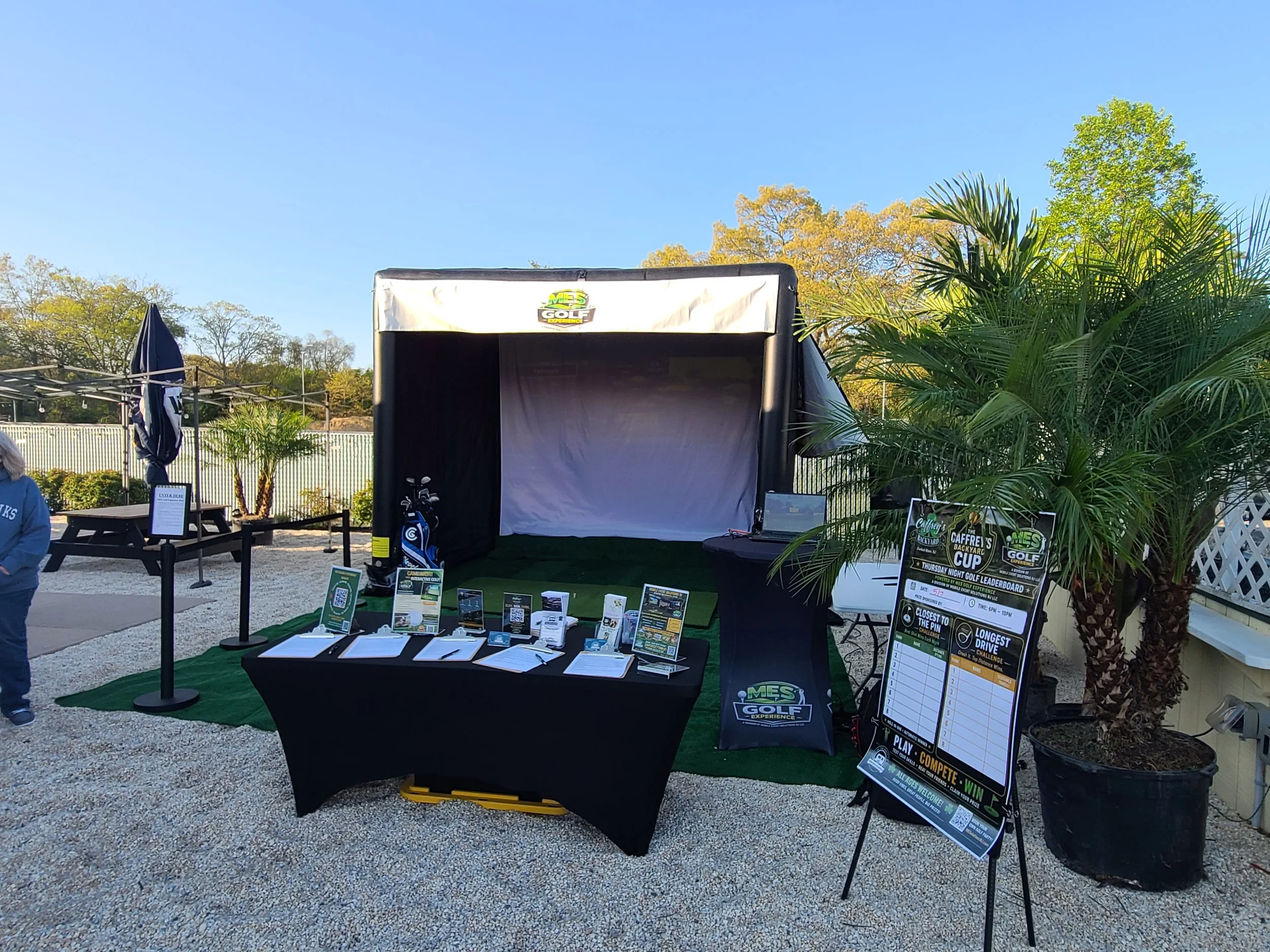 MES Golf Experience Mobile Golf Simulator Set-up at Caffrey's Backyard in Forked River, NJ