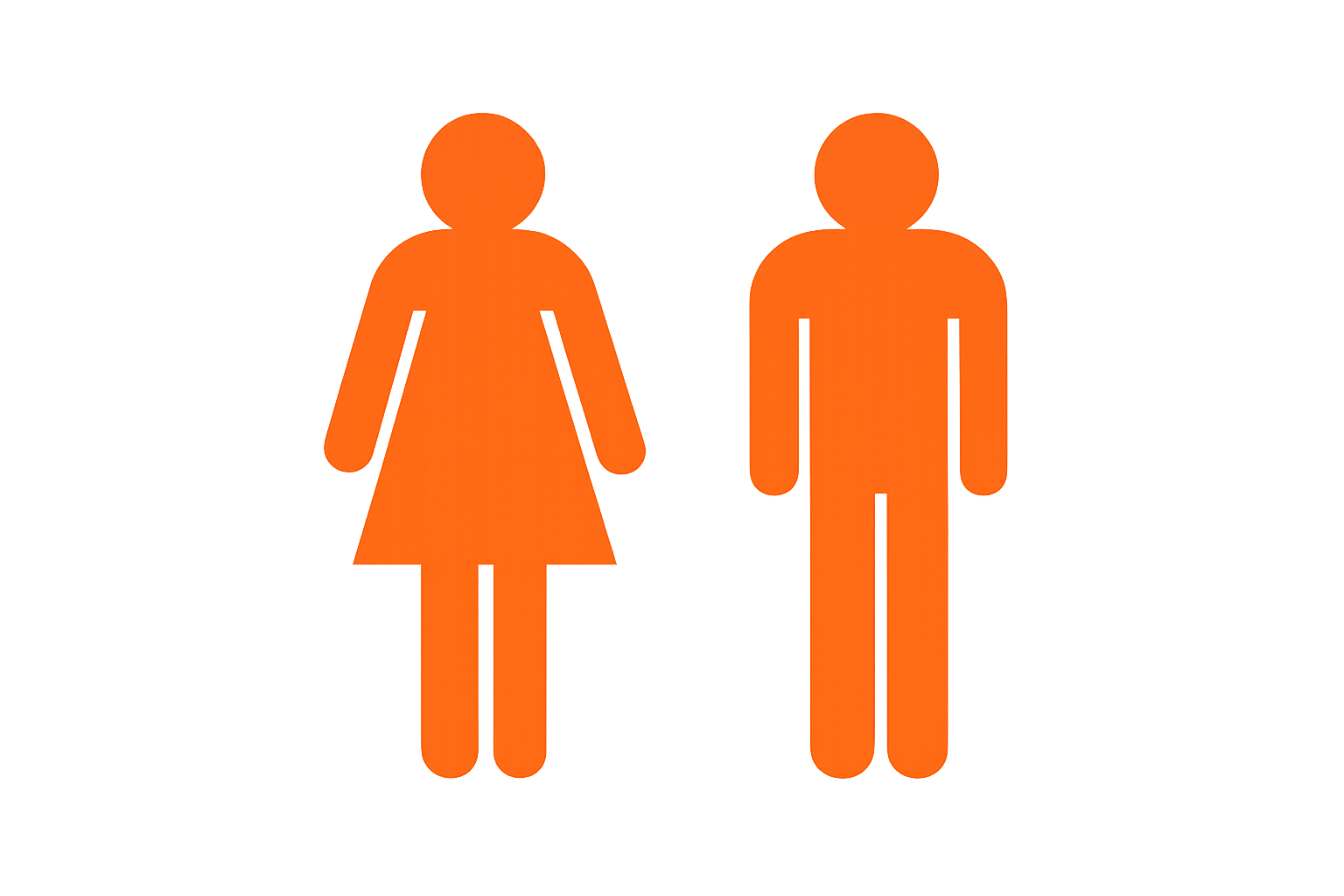 Gender symbols for female and male in orange on a black background.