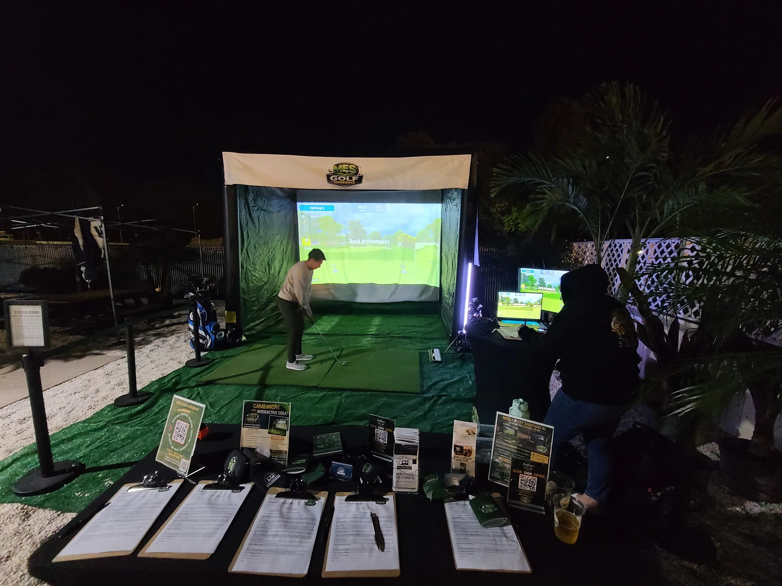 MES Golf Experience Mobile Golf Simulator Set-up at Caffrey's Backyard in Forked River, NJ