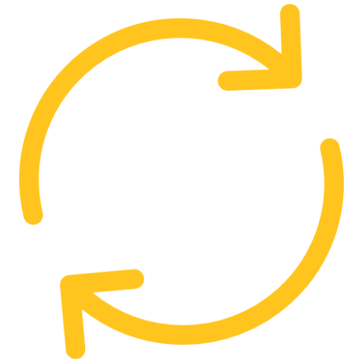 Yellow recycling symbol with circular arrows