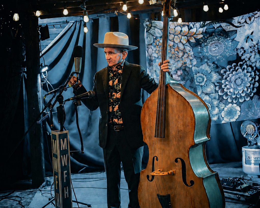 Michael Rudolph playing upright bass.