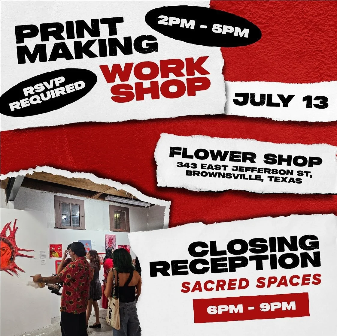 The end approaches!

We will be having a closing reception on Sunday, July 13th at 6PM!

To coincide with this reception, we will be hosting a printmaking workshop before that reception from 2PM-5PM on the same day. RSVP through Eventbrite is require