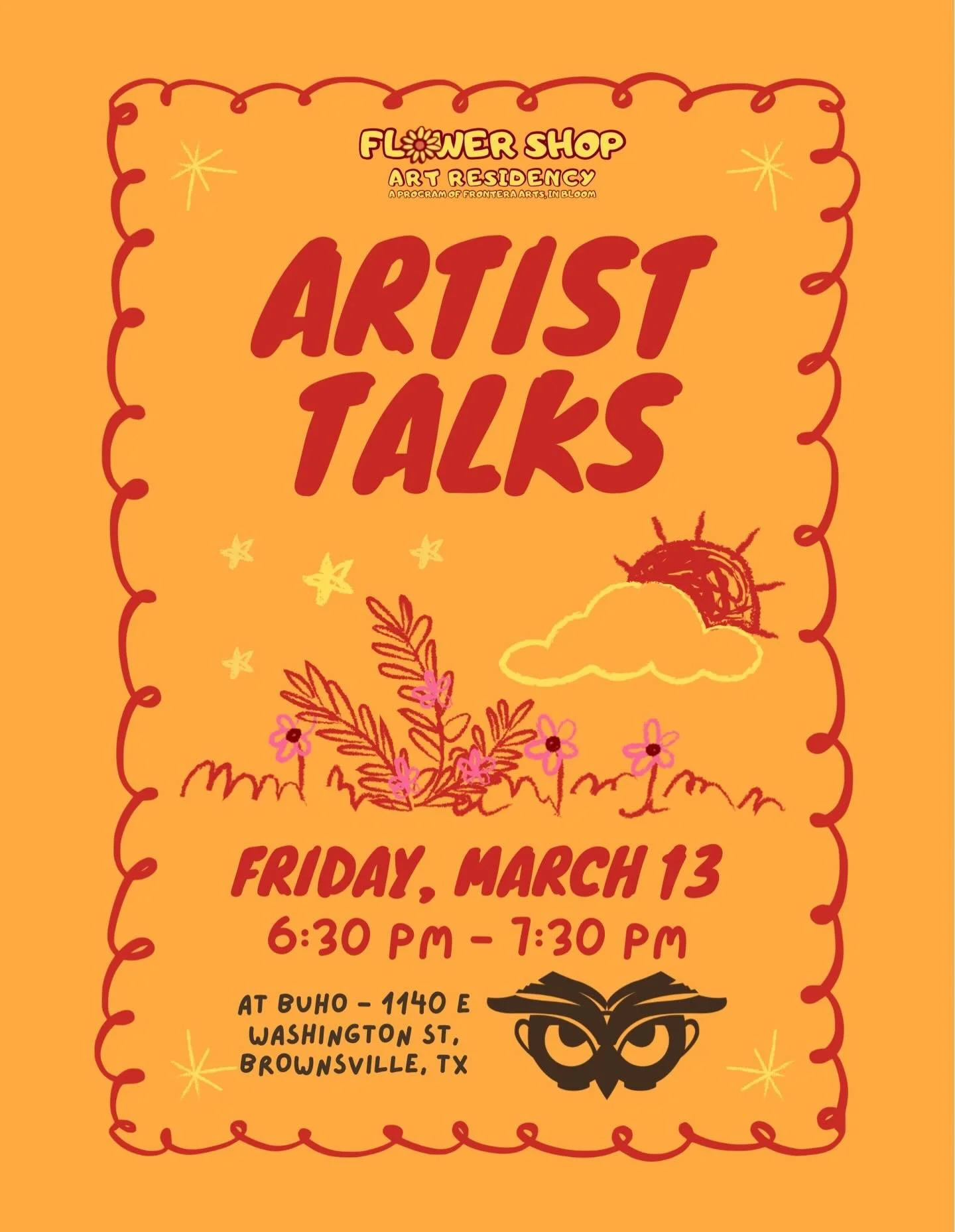 Artist Talks at Buho!
Come learn about the unique art practices of the current Flower Shop art residents!

Citlali Delgado @artecitlali 
Dana Robinson @alphabet_party 
Walker Walls Tarver @nftg0ddess 
Michel Flores Taviz&oacute;n @michel.flores.taviz