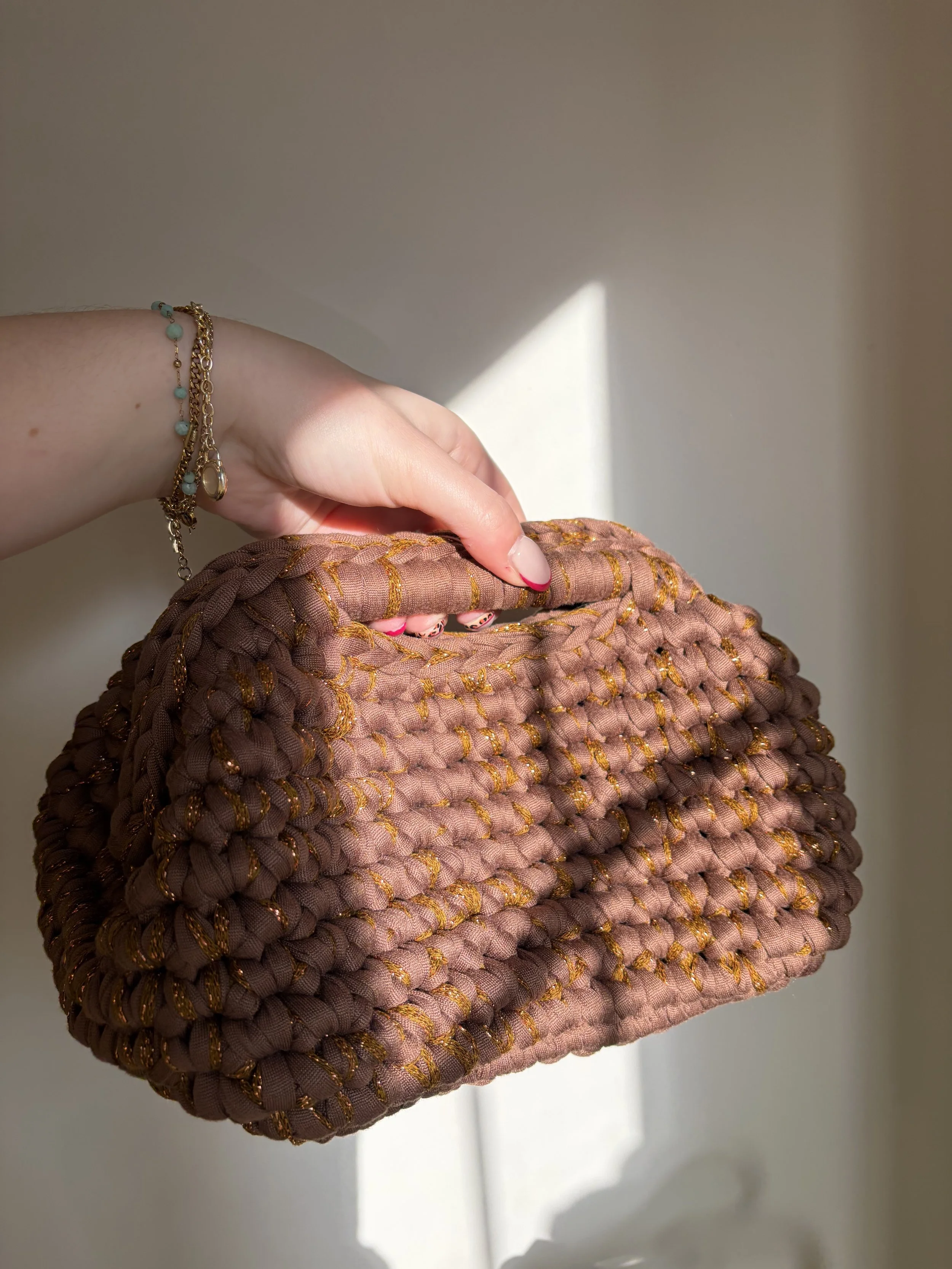 Chocolate Brown Sparkly Clutch Bag