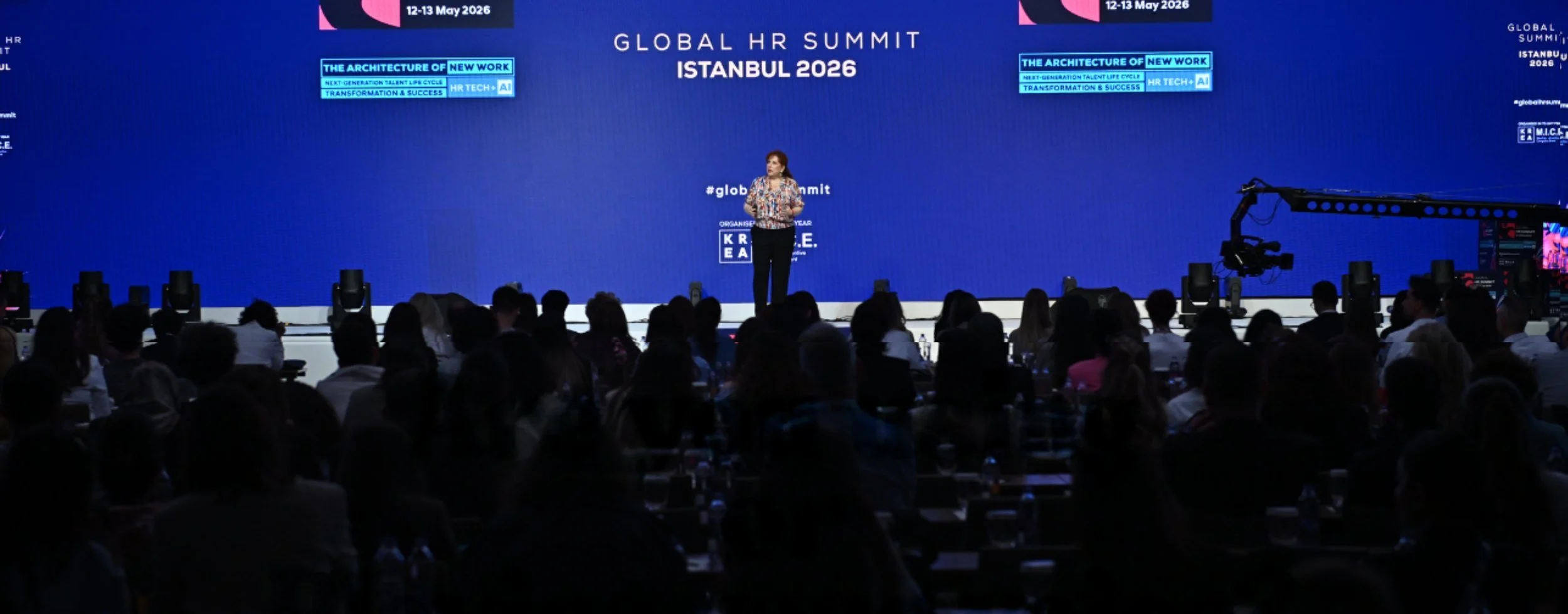 Demet Tuncer on stage at the Global HR Summit, Istanbul 2026