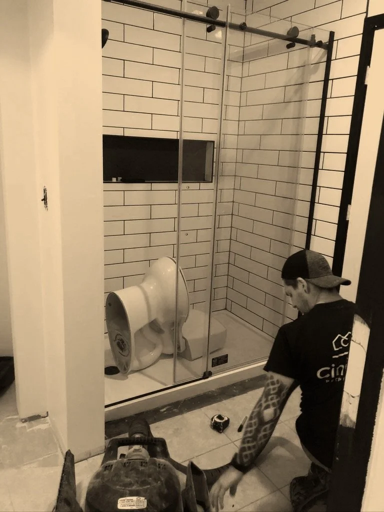 CinCity Remodeling, bathroom renovation in Cincinnati and Northern Kentucky. Tile installation, plumbing. Finneytown, Ohio project.