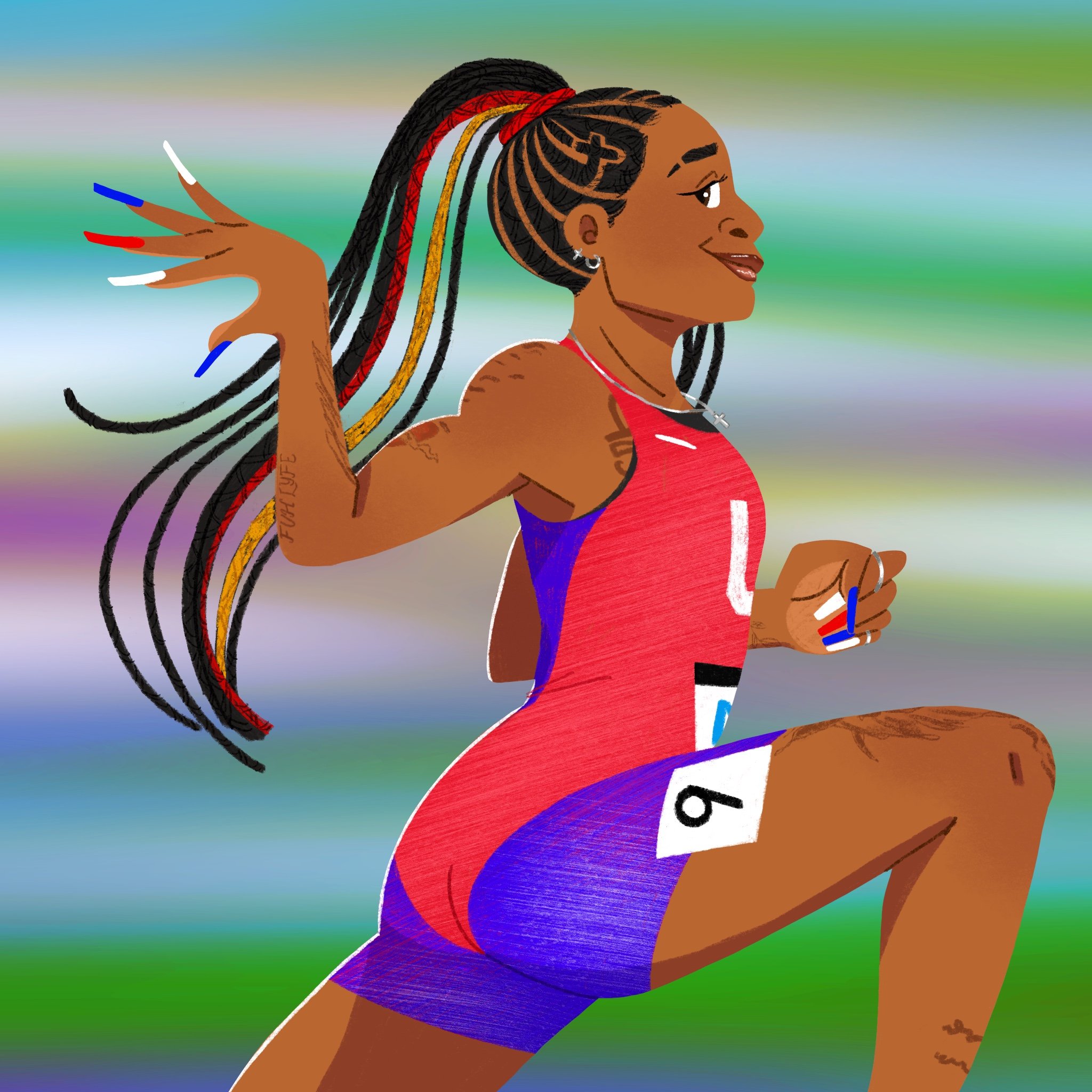Children's Illustration of Olympic Track and Field Athlete Sha'Carri Richardson