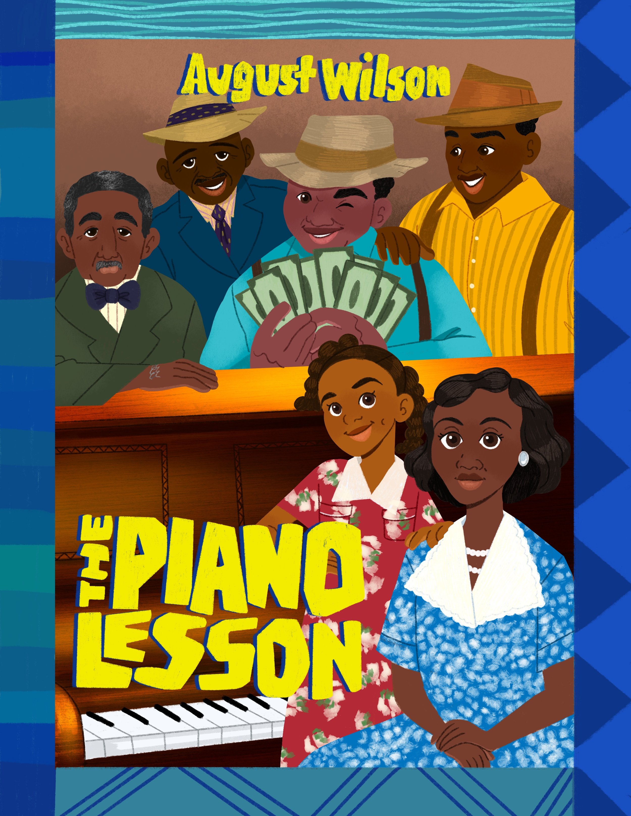 Illustrated Cover of August Wilson's "The Piano Lesson"