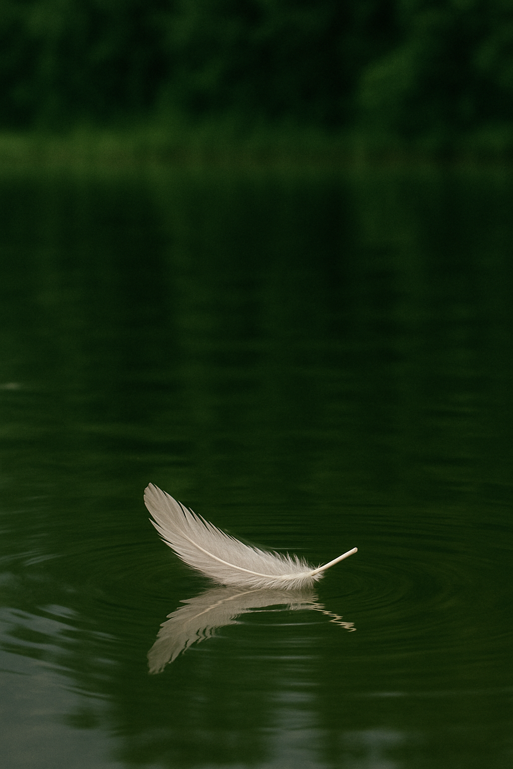 Lammella kelluva höyhen joka symboloi tukea, lohtua ja toivoa elämän loppuvaiheessa