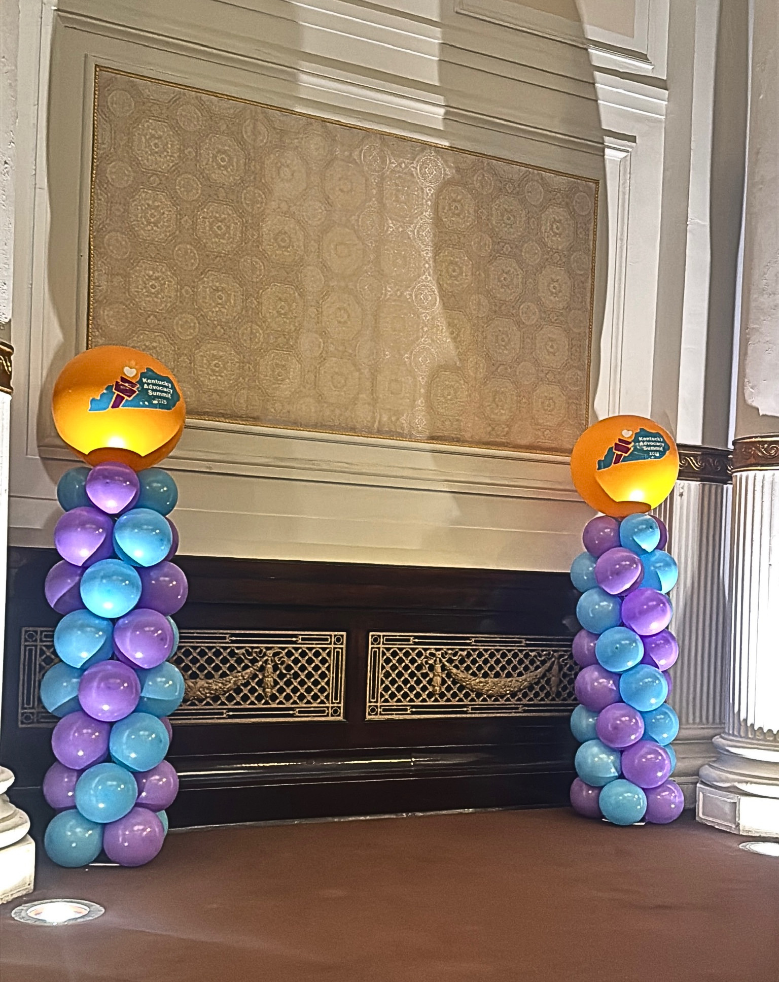 corporate balloon columns with logo