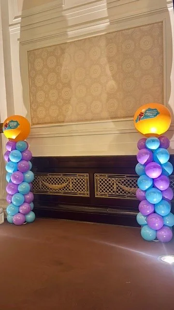 balloon columns in corporate colors