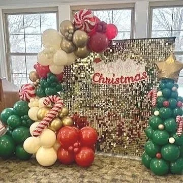 christmas backdrop with a gold shimmer wall for party backdrops