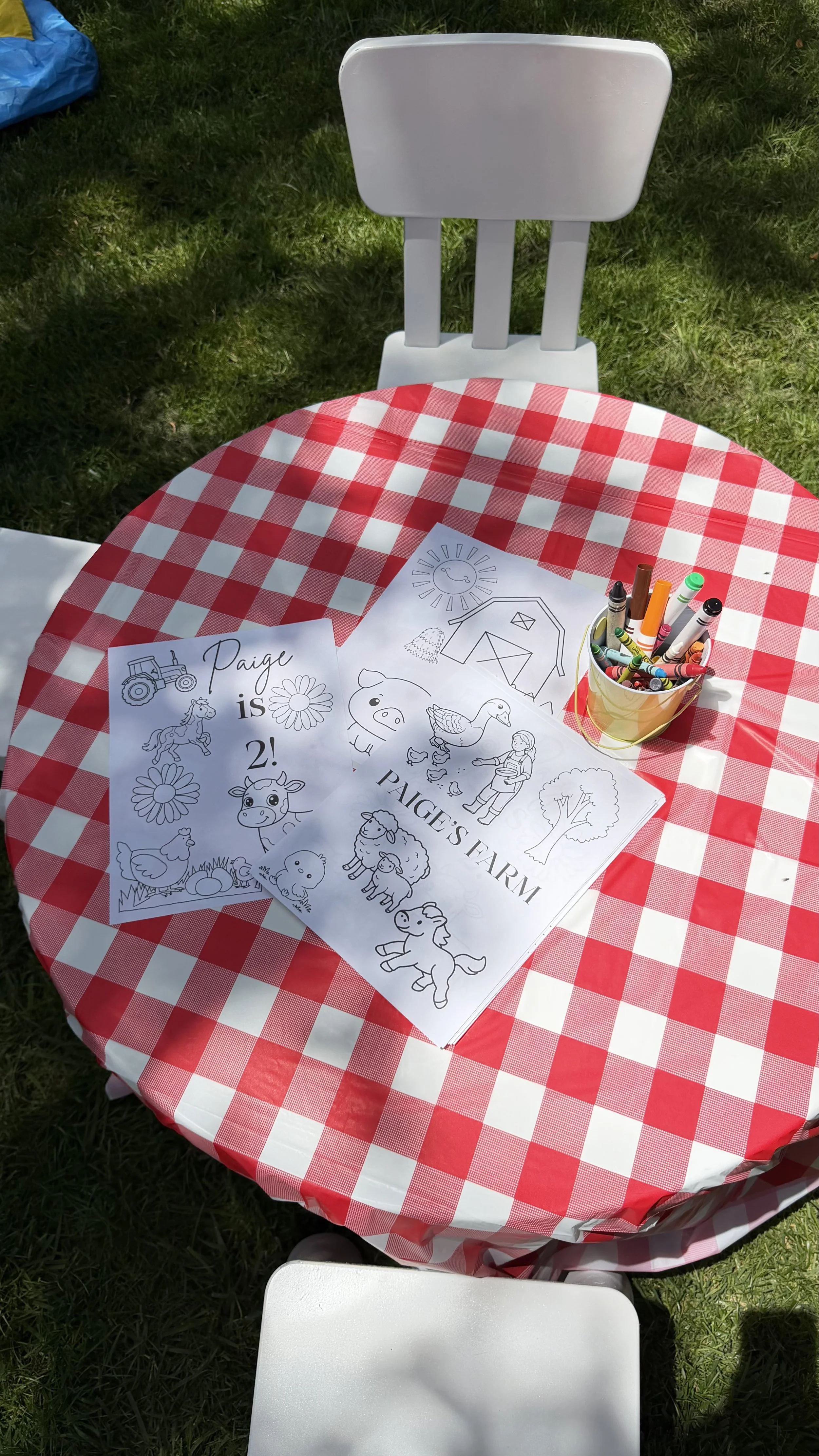 coloring pages on an activity table 