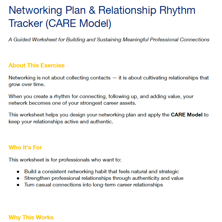 Networking Plan & Relationship Rhythm Tracker