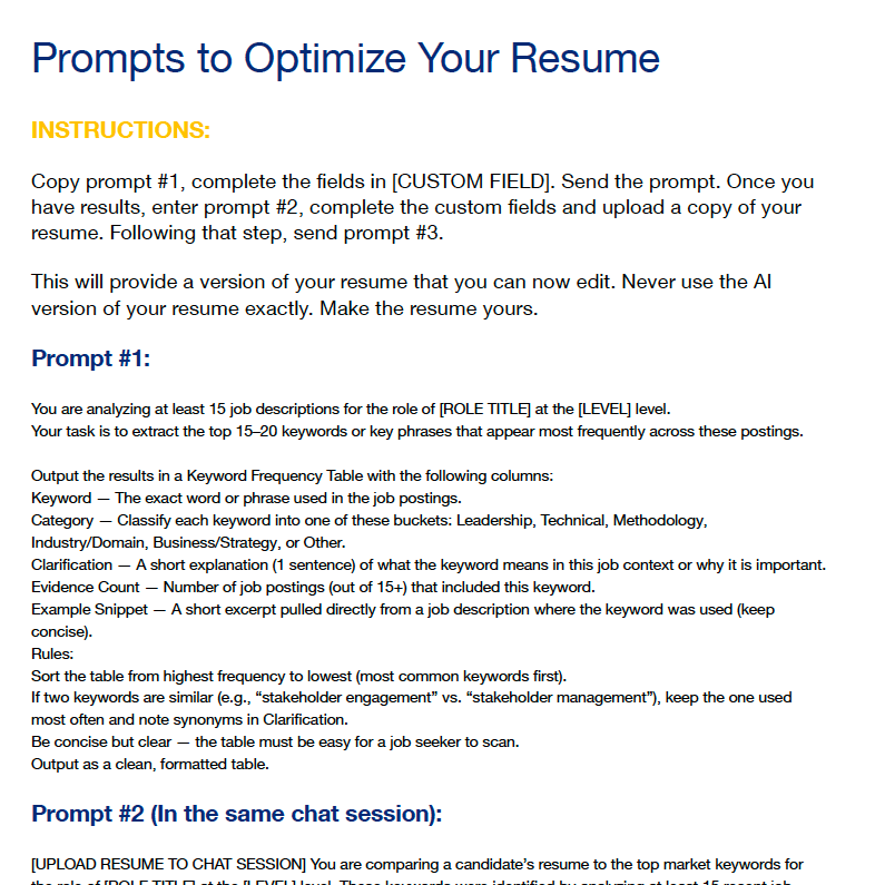 AI Prompts for Resume Optimization