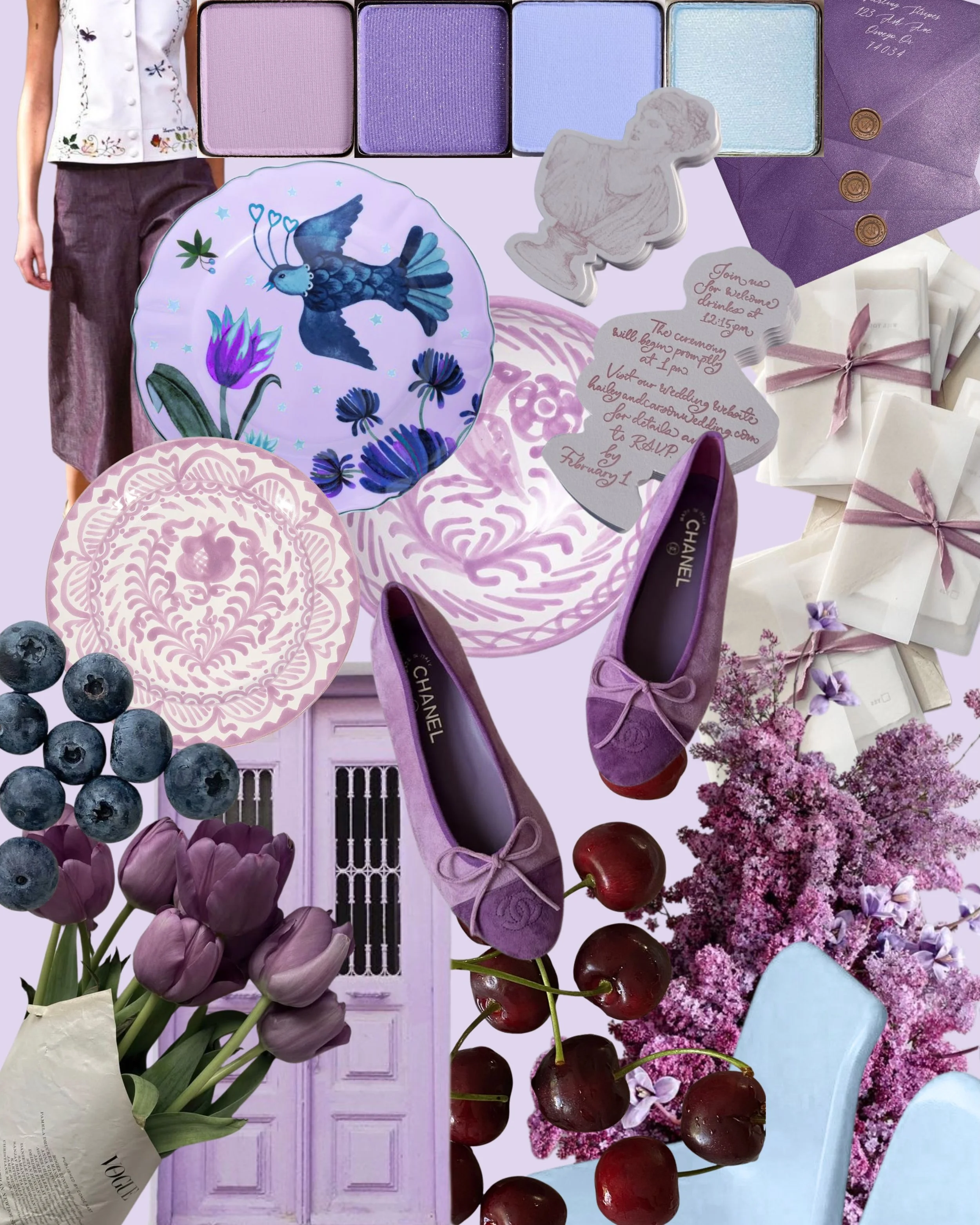 a summer afternoon somewhere.

lavender shutters thrown open to the breeze, cherries from the market, bouquets wrapped in paper, tables set for unhurried celebrations, and handwritten invitations waiting to be mailed.🩵🍇

the kind of details that fe