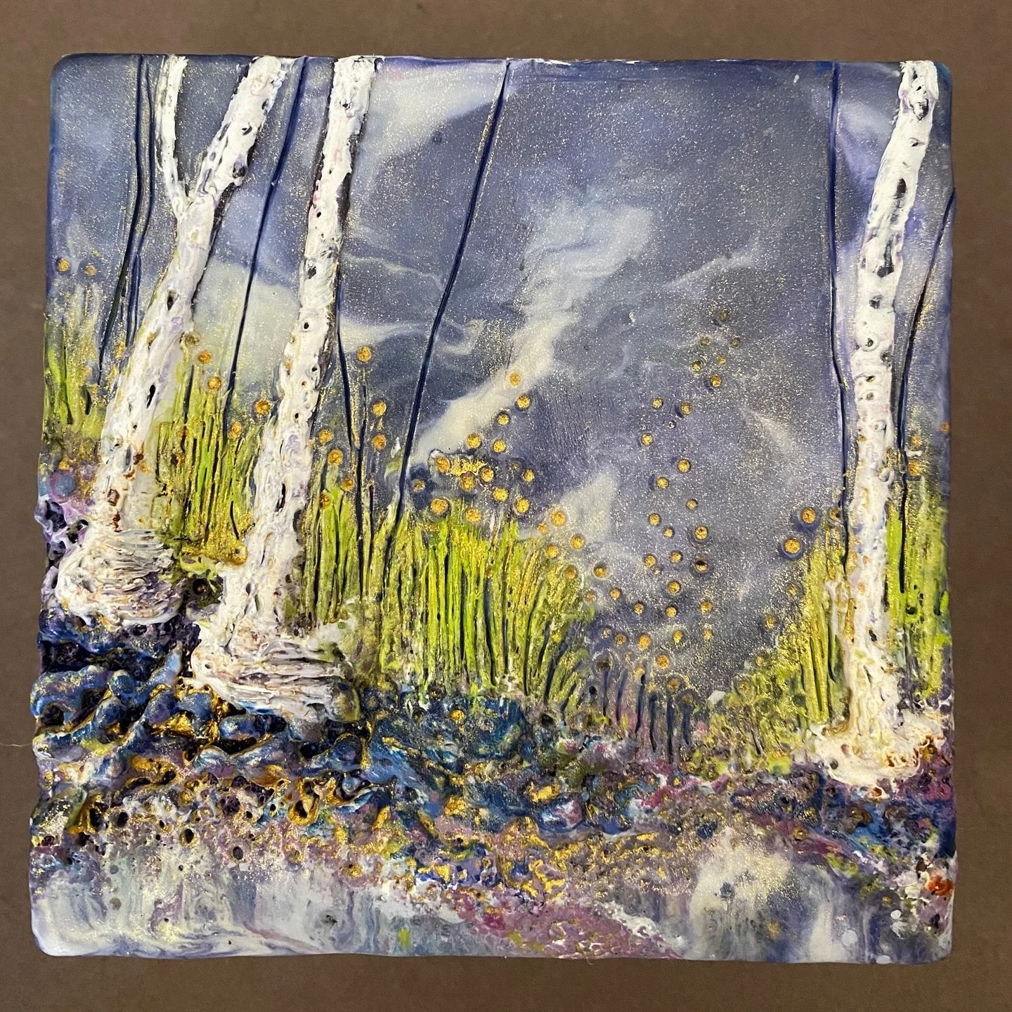 Another mini, I wasn&rsquo;t feeling blue, but the blue pulled me in. #encaustic