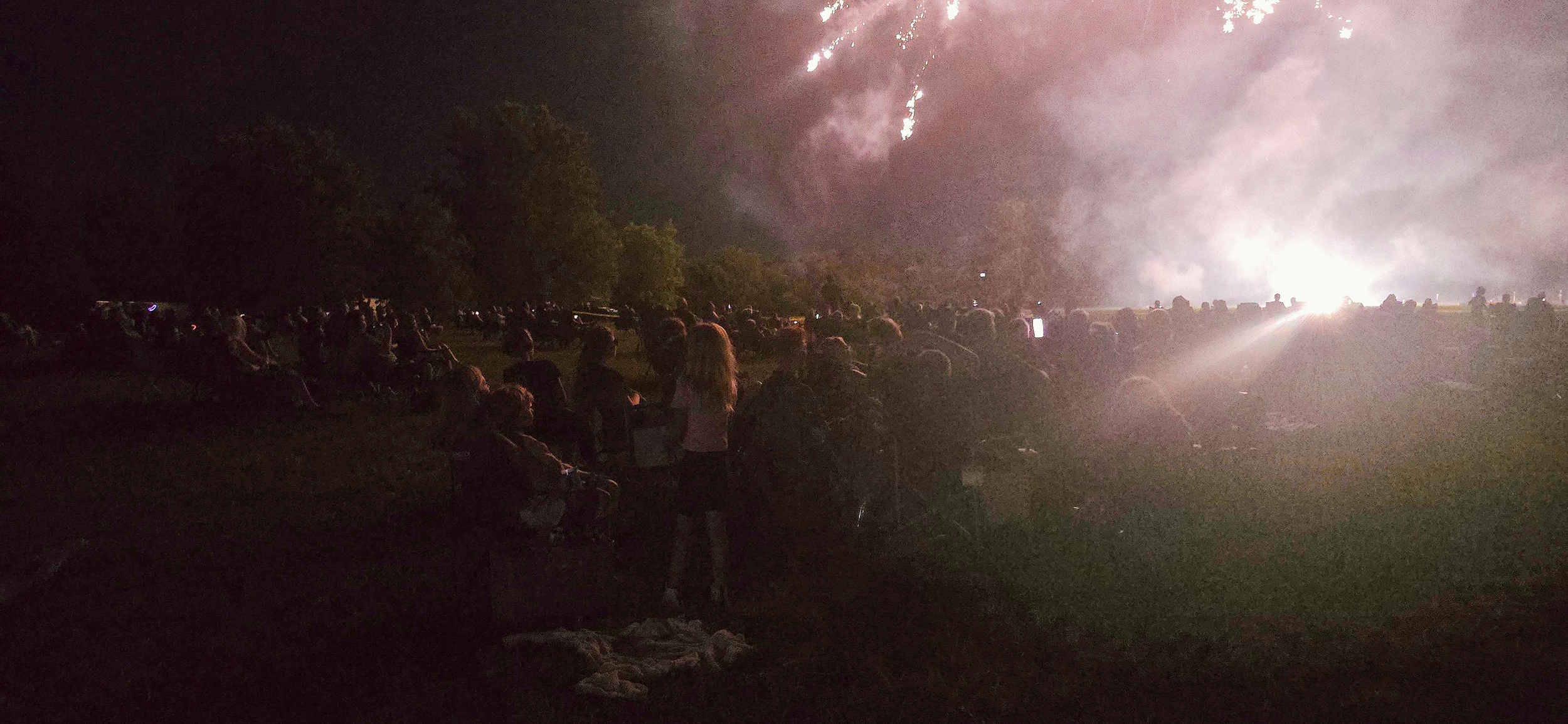 Crowd watching fireworks