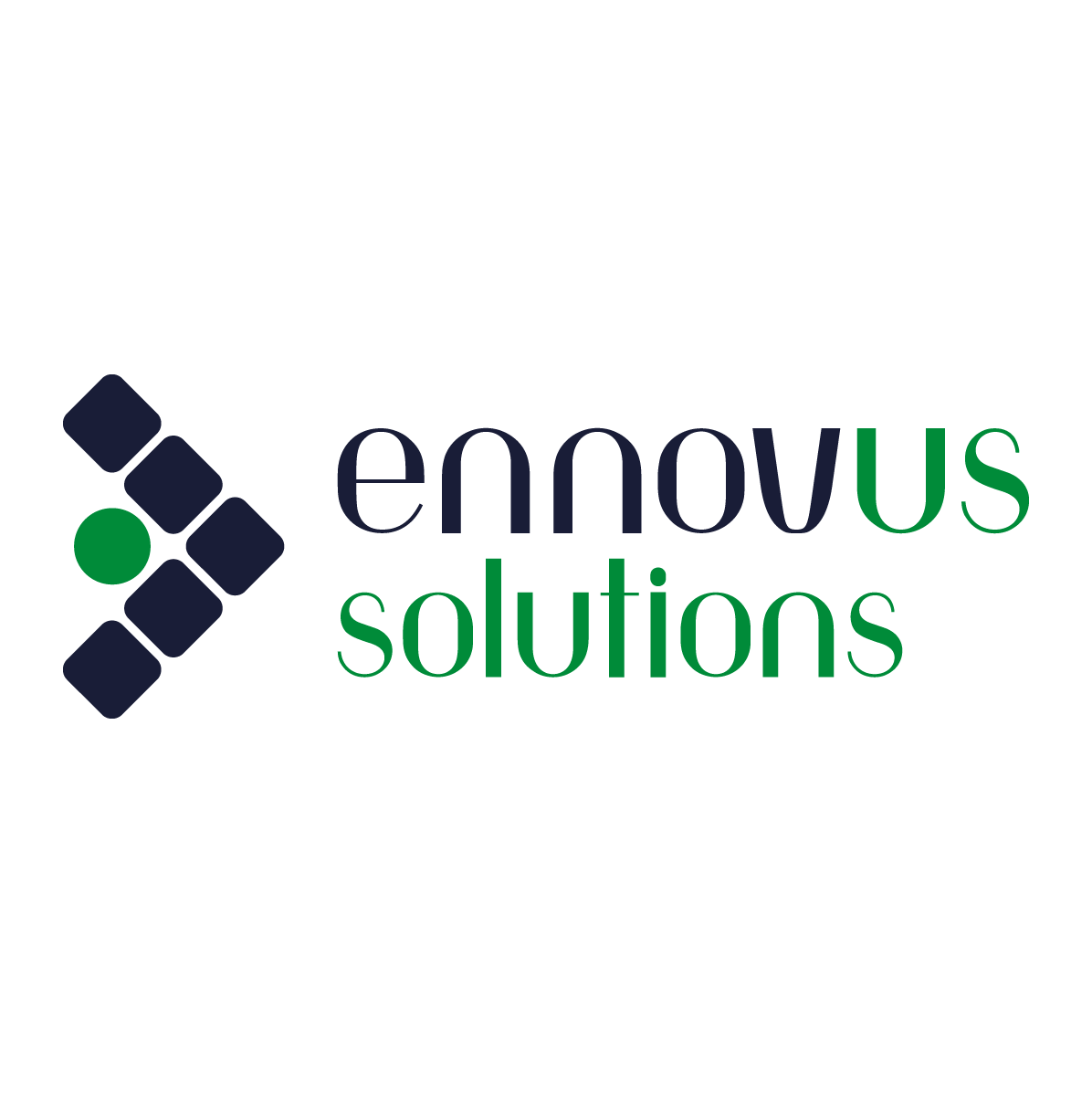 Logo of Emnous Solutions with a geometric icon and the company name in black and green text.