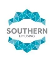 Logo with blue geometric cloud shape and text 'Southern Housing'