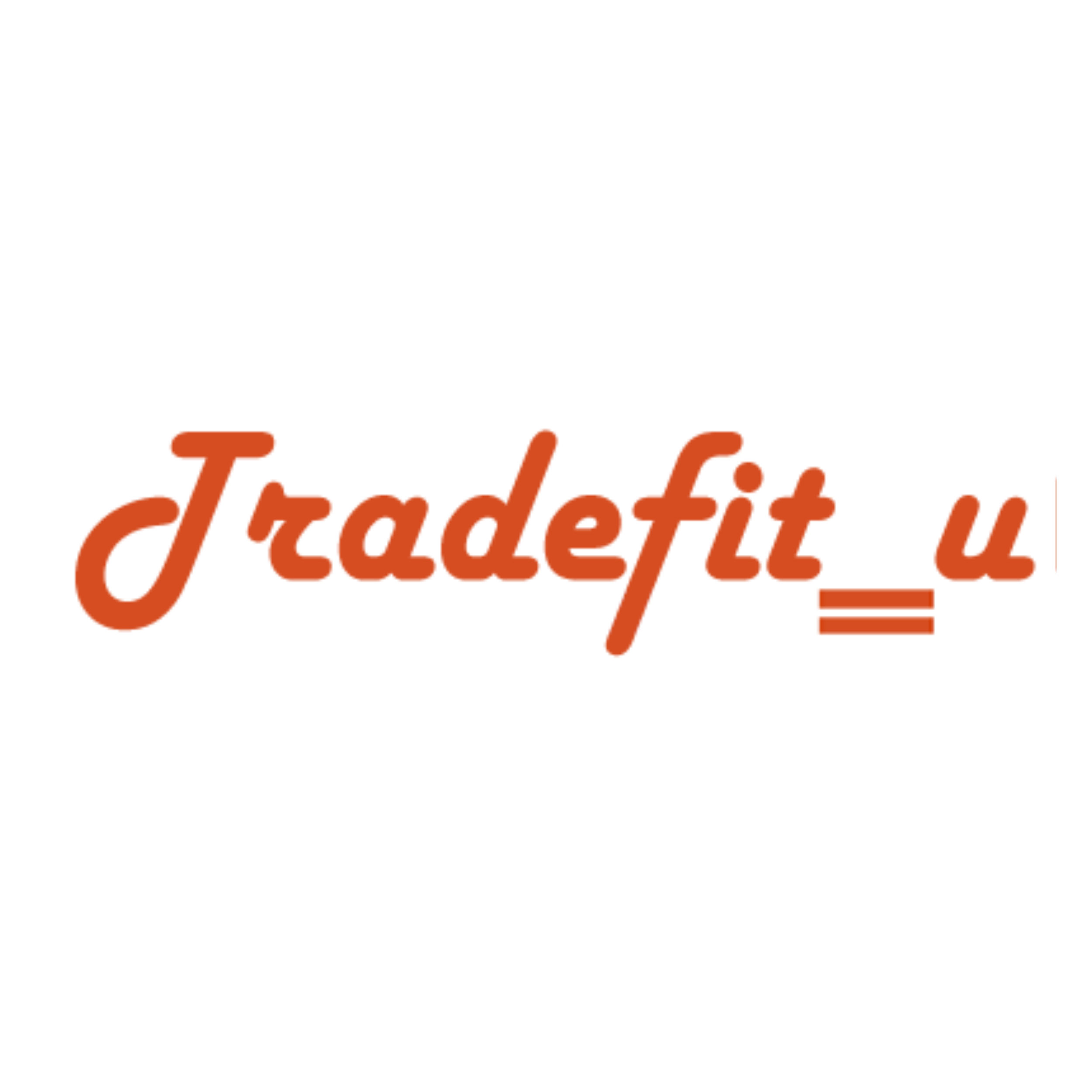 Mathematical equation: J tradefit u equals mu in stylized orange script font on a white background.