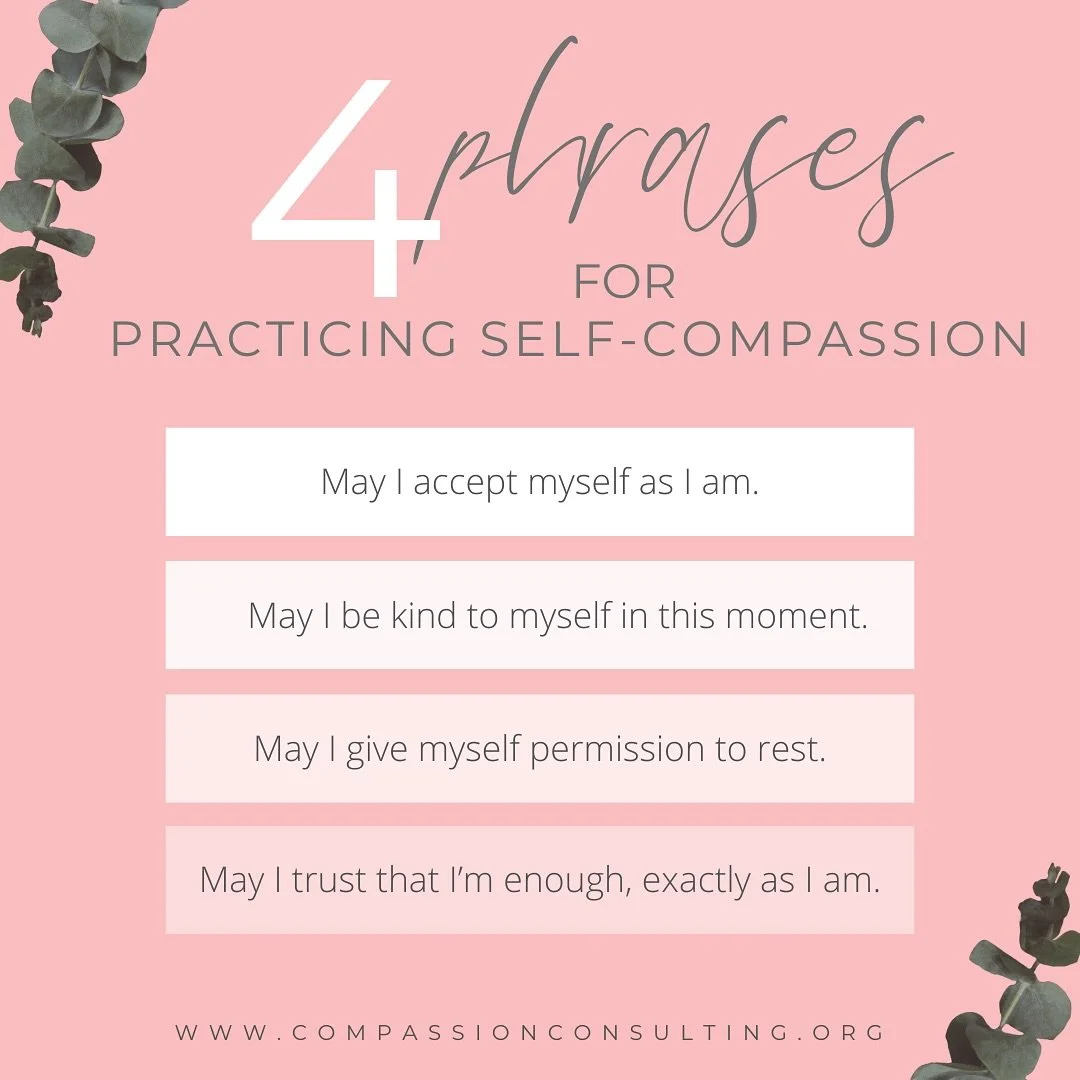 Here&rsquo;s a little compassion snack for you!

When you notice your inner critic dialing up the heat, try placing a hand on your heart and saying one of the phrases above to yourself in a gentle tone. You can say them out loud or inside your mind, 