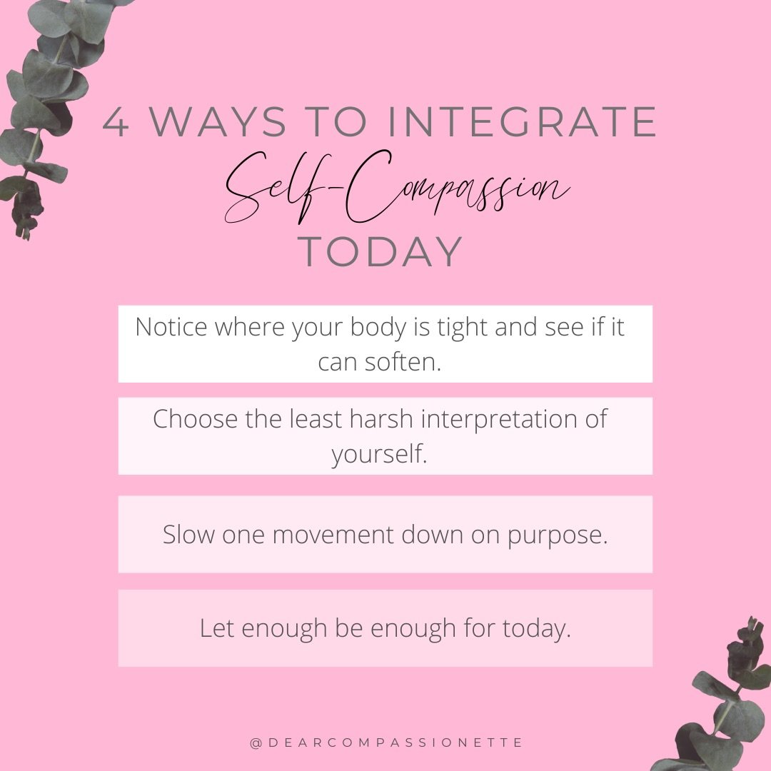 Self-compassion doesn&rsquo;t require a new routine, a mindset shift, or more effort. It lives in small, embodied moments: noticing, softening, slowing, and stopping before you push past yourself.
 
You don&rsquo;t have to do all four. Try one and se