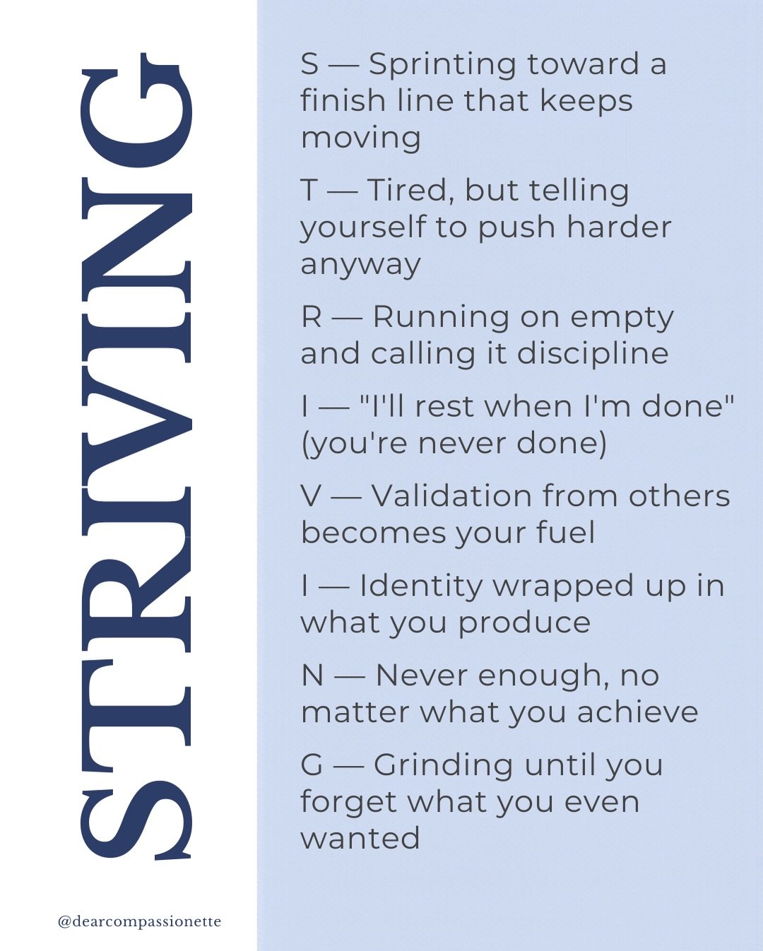 Striving is not necessarily a bad thing&hellip;until it hijacks your nervous system. But when your inner critic is running the show and rest feels like something you haven&rsquo;t earned yet - that&rsquo;s not drive. That&rsquo;s survival mode.

Anxi