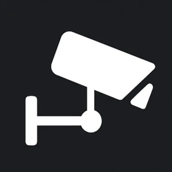 Icon of a security camera on a black background