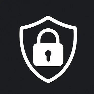 Shield icon with a padlock symbol on a dark background, representing security or protection.