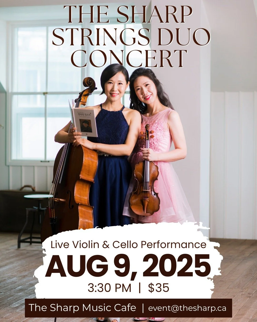 [The Sharp Music Cafe Brunch&rsquo;s First Special Concert]
Join us for an elegant afternoon filled with the beautiful sounds of violin and cello.
This will be the very first classical concert held at The Sharp Music Cafe Brunch, featuring a warm and