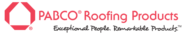 PABCO Roofing Products logo with red and black colors and the tagline 'Exceptional People. Responsible Products.'