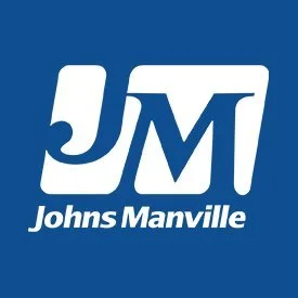 Logo with the initials 'JM' and the text 'Johns Manville' underneath, set against a blue background.