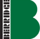 The letter B in black and green colors, with a black label on the left side.