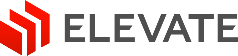 Logo of Elevate with a red geometric icon and the word 'ELEVATE' in gray text.