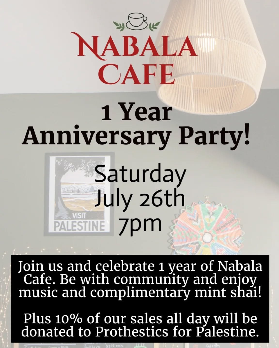 Today marks 1 year of Nabala Cafe! We opened our doors on July 12, 2024 and it's been an amazing first year π₯³ππ
We're celebrating one year in business on July 26th! Join us and be with community for our anniversary party, and enjoy some music and