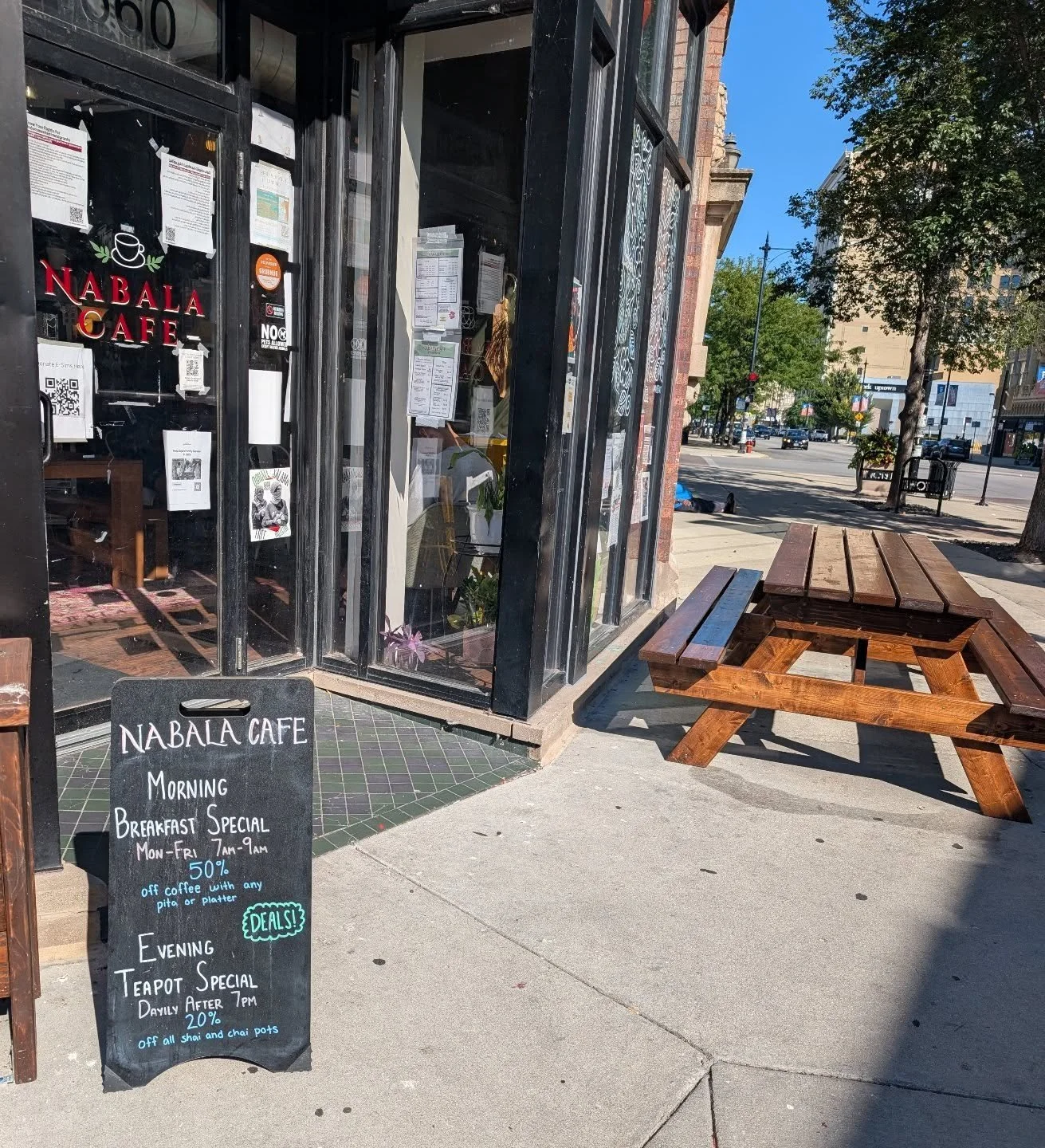 Beautiful Labor Day at Nabala Cafe! We're open regular hours today--stop by and tip our staff a little extra ππ½