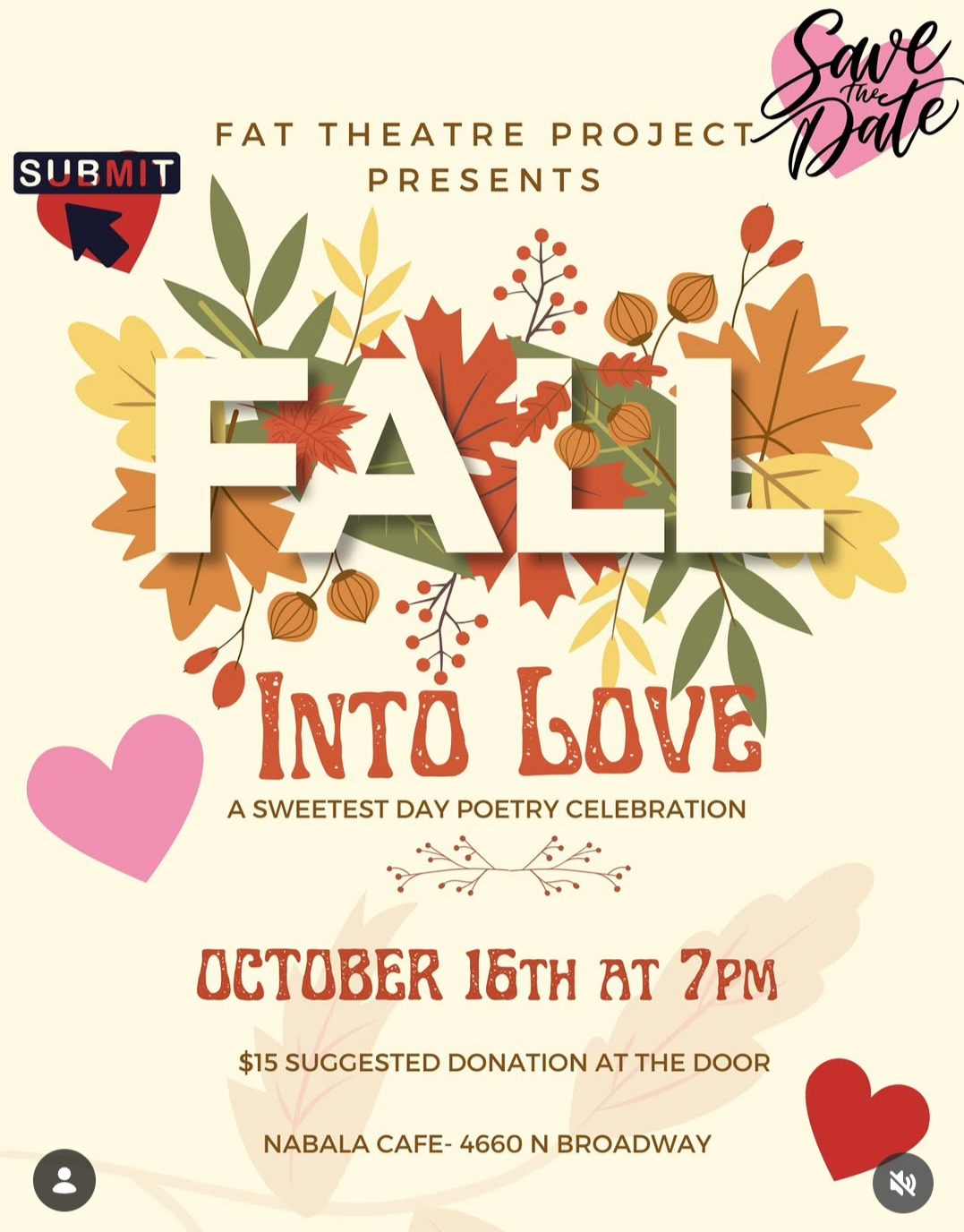 Fall Into Love - A Sweetest Day Poetry Celebration with Fat Theatre Project