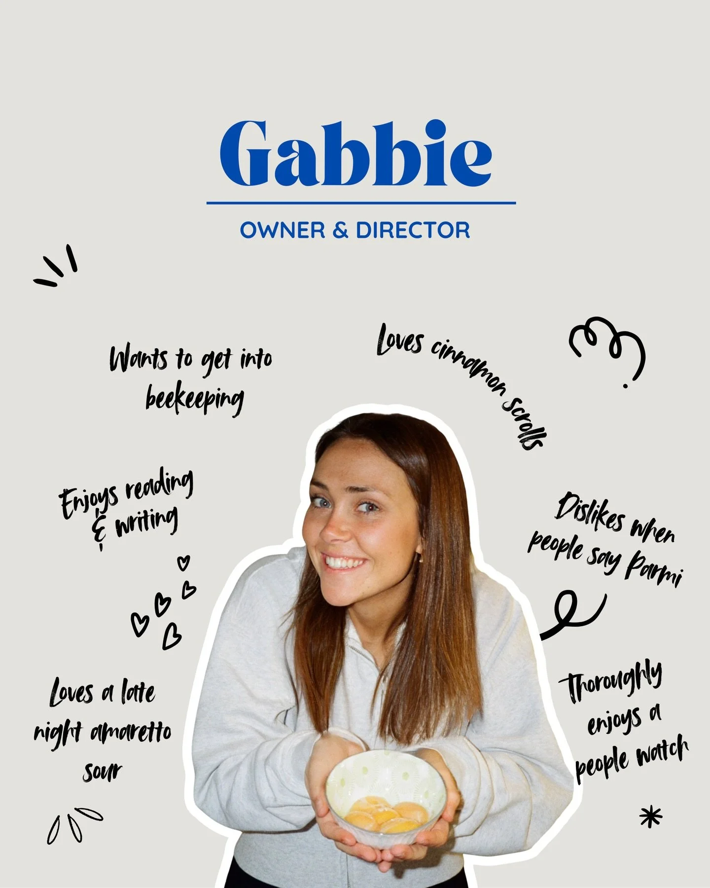 Everything you need to know about Gabbie!! 
Fun fact: Neighbourbood was created while listening to this song 💙🏡
Also if anyone knows anything about beekeeping please get in touch.