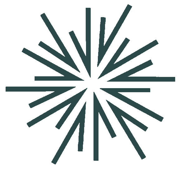 Graphic of a starburst pattern with multiple lines radiating outward from a central point, on a black background.