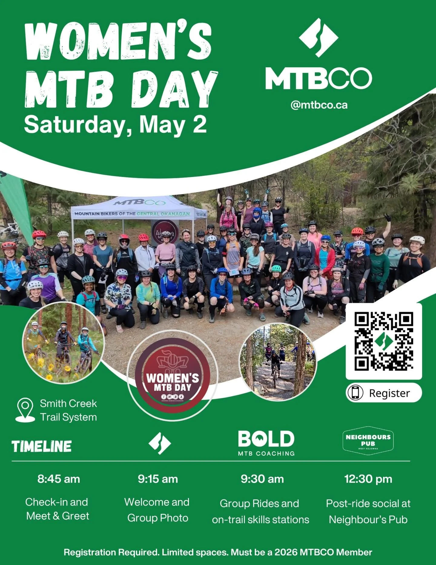 Hey ladies! Grab your bikes, your gals, and come join us for Women&rsquo;s MTB Day! 🚵&zwj;♀️✨

We&rsquo;re planning a fun day on the trails with group rides for different ability levels, on-trail skills stations with BOLD MTB coaching, and a post-ri