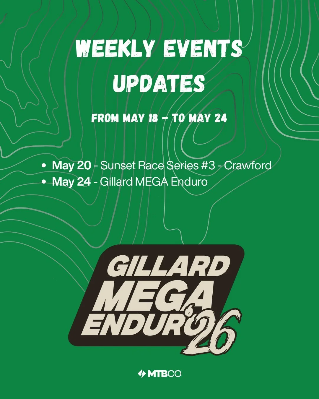 The Okanagan dirt is calling, and your calendar is packed for the week! Whether you want to test your lungs against the clock or just spin the legs with a great crew, we&rsquo;ve got you covered.

The Main Events:

Wednesday, May 20 | Sunset Race Ser