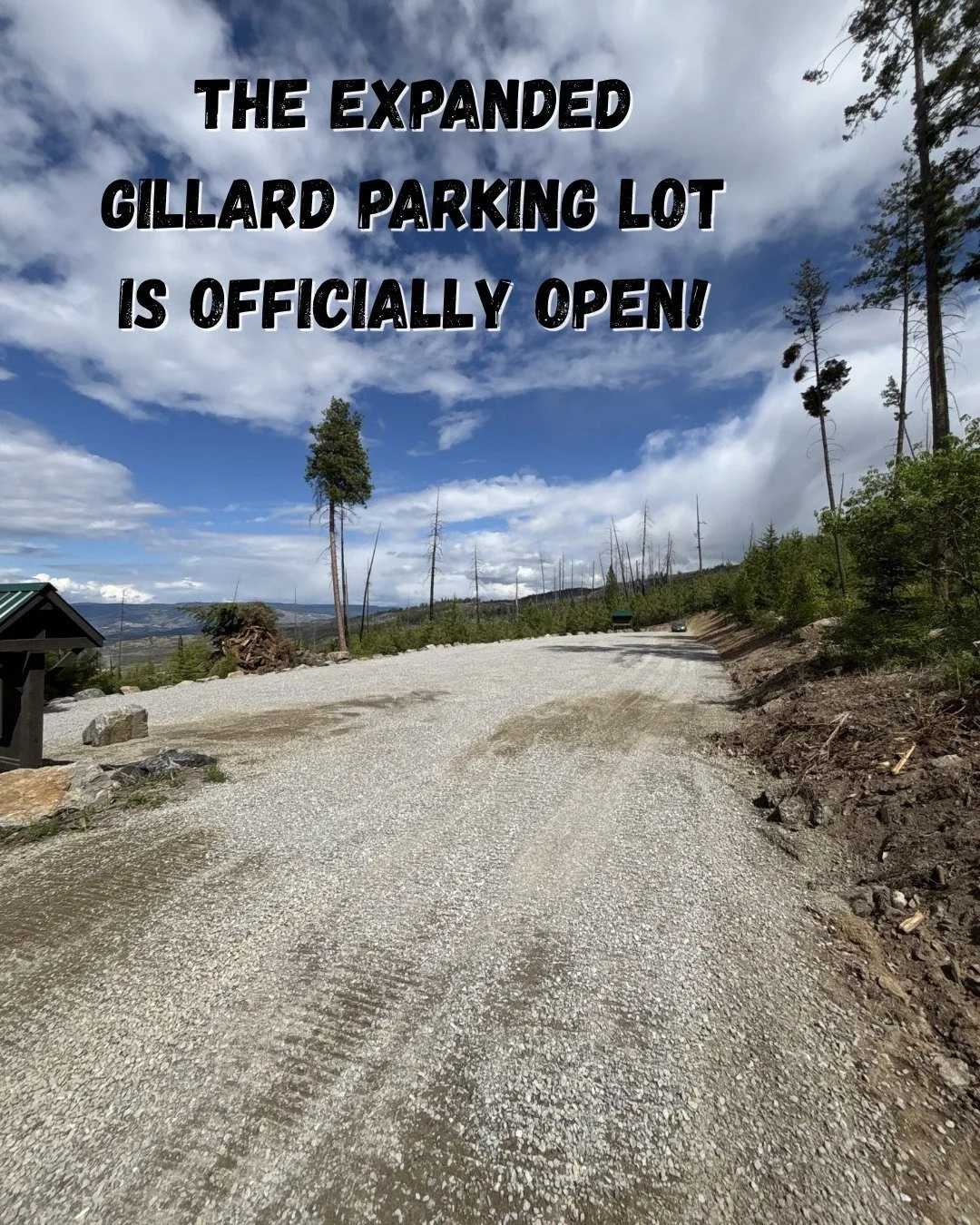 The expanded Gillard parking lot is officially open! 🎉

As Gillard has rapidly grown into one of the Okanagan&rsquo;s premier riding destinations, improved parking and access infrastructure became a major priority for the riding community.

Over the
