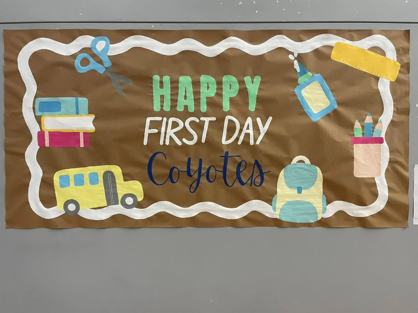 Happy First Day of School, Coyotes! 🐾💙💚

Stop by this absolutely adorable sign, handmade and donated by Siena Chevez, as you walk your coyote in to school and snag that first day of school picture! 📸

You&rsquo;ll find the sign hanging on the rig