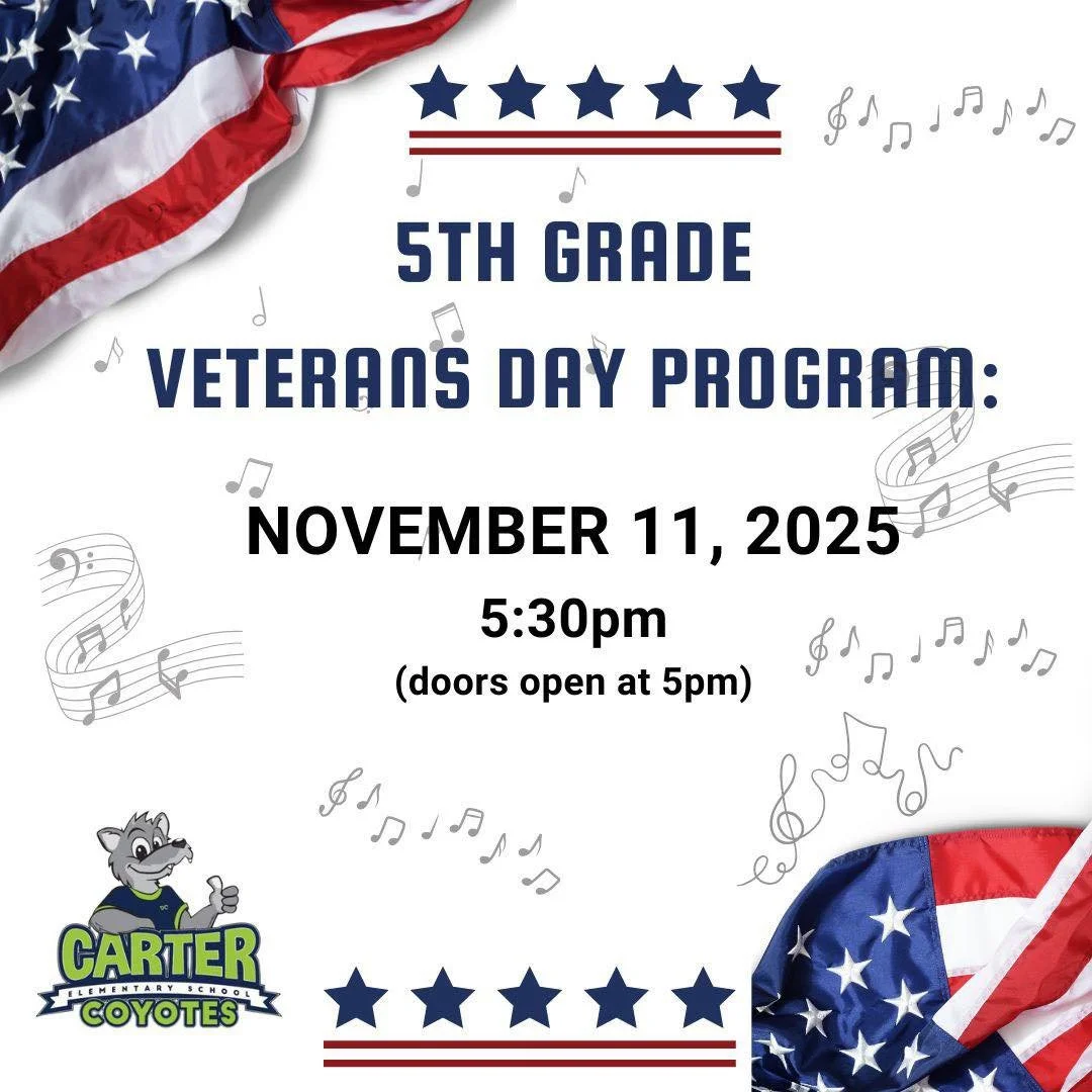 Tomorrow is the 5th Grade Veteran&rsquo;s Day Performance. Doors open at 5pm for a 5:30pm start time! 🇺🇸🎶

Our Platinum sponsor, Taylor Veteran Services , has generously provided pizza to all in attendance which will be handed out by the PTO after