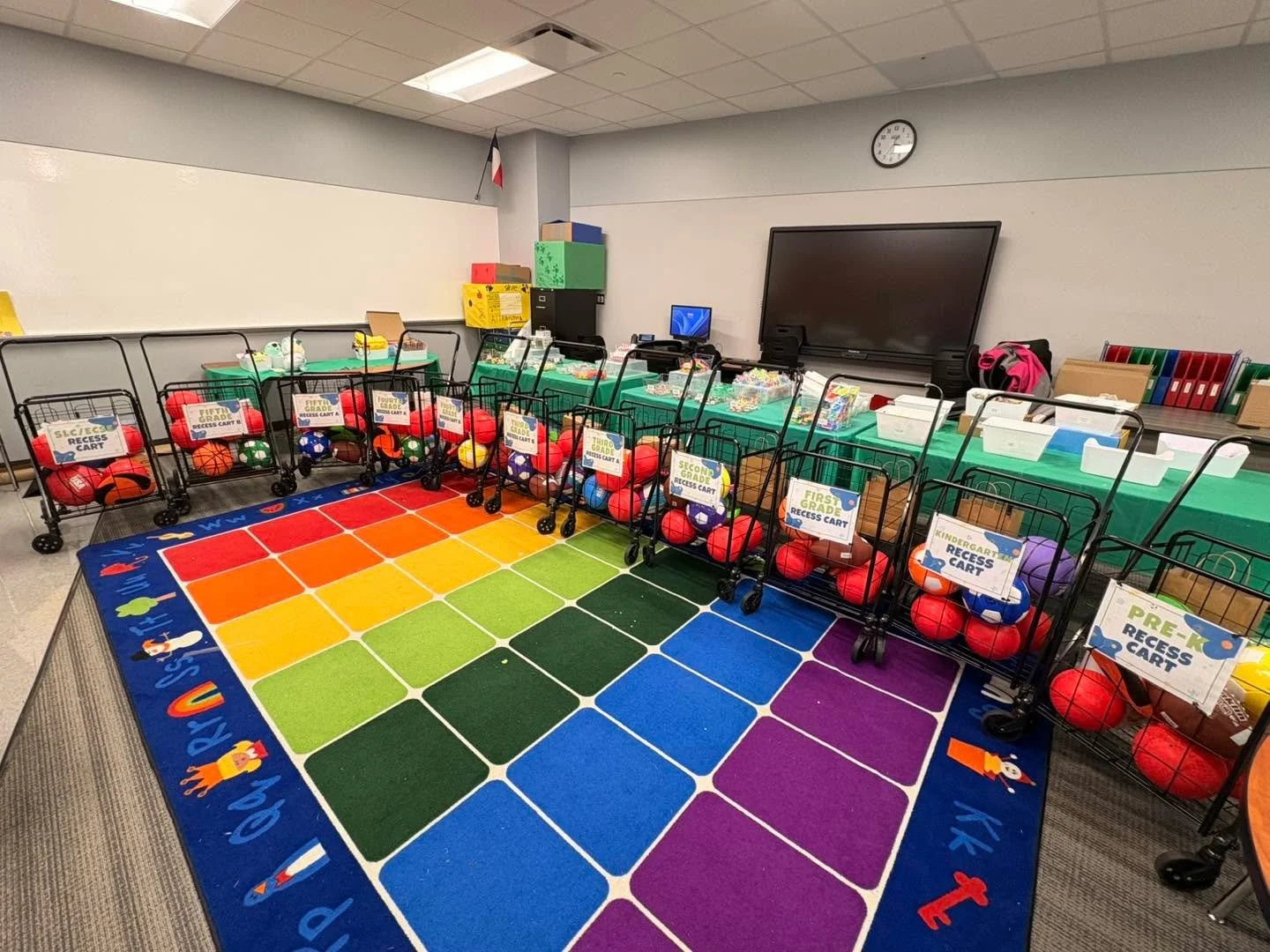 One of the things the PTO does is work to enhance the school environment for the students and staff. It was brought to our attention that there is currently one recess cart for all grades filled with various balls. This cart stays inside the school a